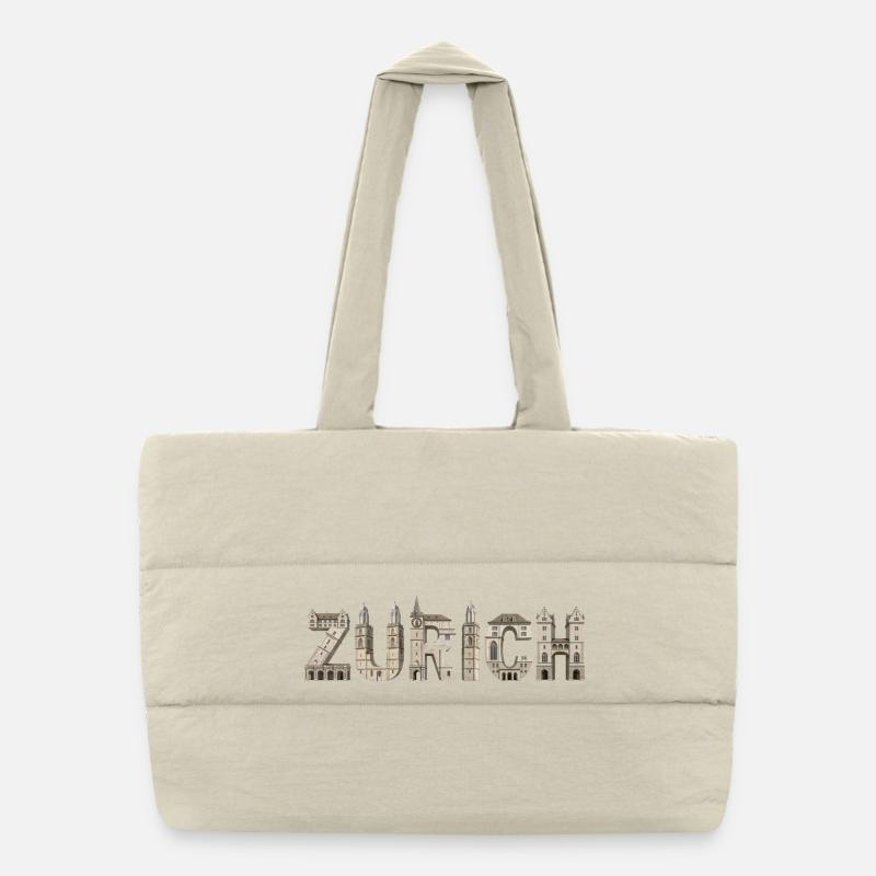 Typographie de l’architecture de Zurich Sac shopping matelassé