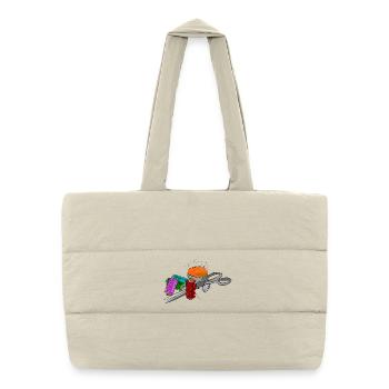 Motif tailleur avec ciseaux - Sac shopping matelassé - blanc naturel - Devant
