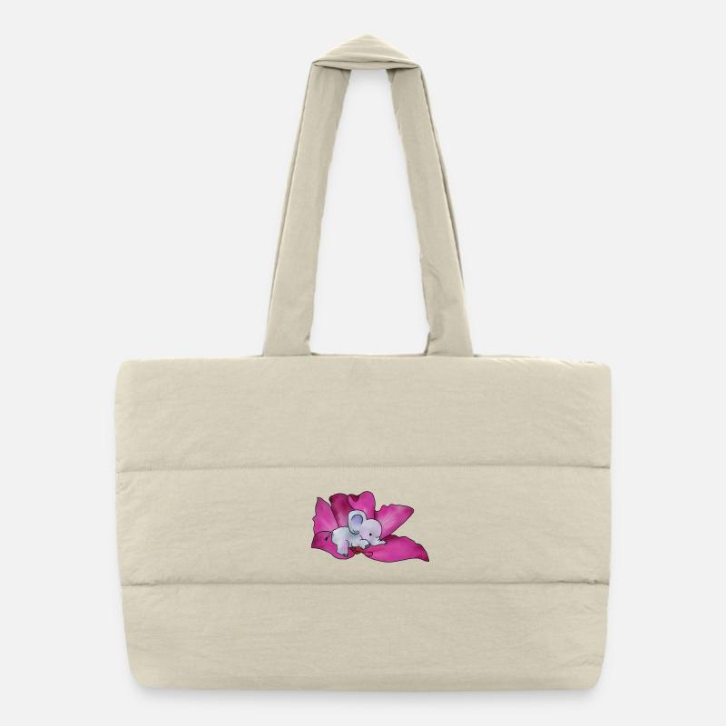 Elefant in Bluete Puffer-Einkaufstasche