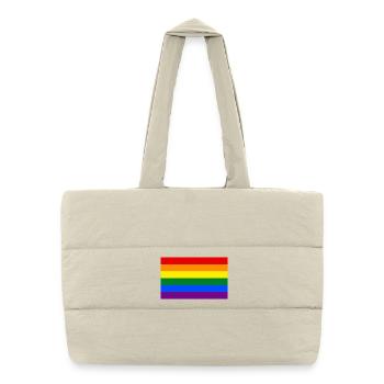 autocollant gay pride drapeau drapeau arc-en-ciel lgbt - Sac shopping matelassé - blanc naturel - Devant