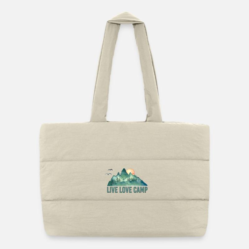Live Love Camp Puffer Shopping Bag