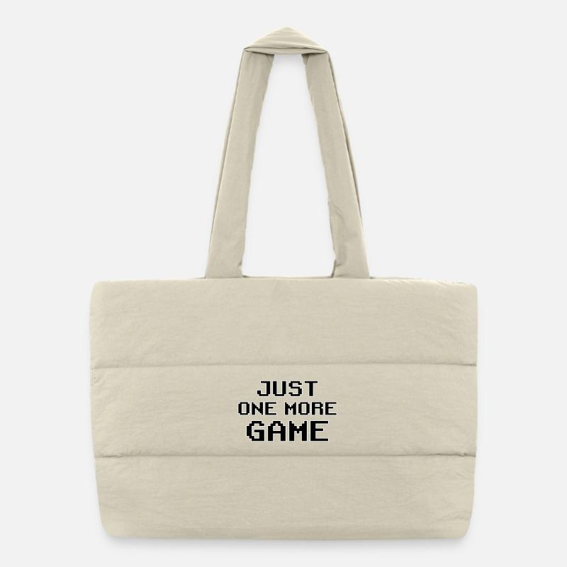 Just One More Game – Pixel Art Motivation - Puffer Shopping Bag - natural