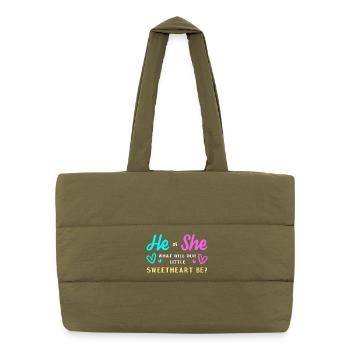Gender Reveal Valentinstag Werdende Eltern - Puffer-Einkaufstasche - safari Green - Vorne