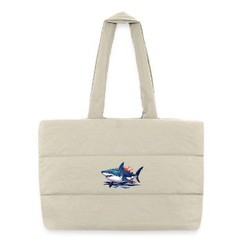 gefährlicher Hai Blut spritzer weißer Hai Motiv - Puffer Shopping Bag - natural - Front