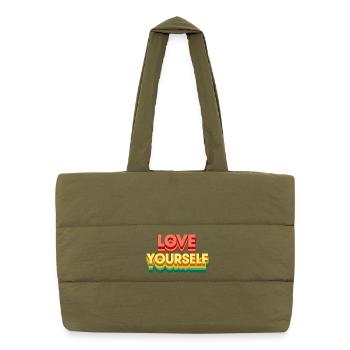Retro Rainbow Self-Love - Puffer Shopping Bag - safari green - Front