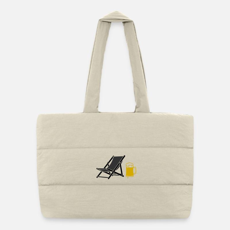 Beach Chair Beer Colored Vector Puffer Shopping Bag