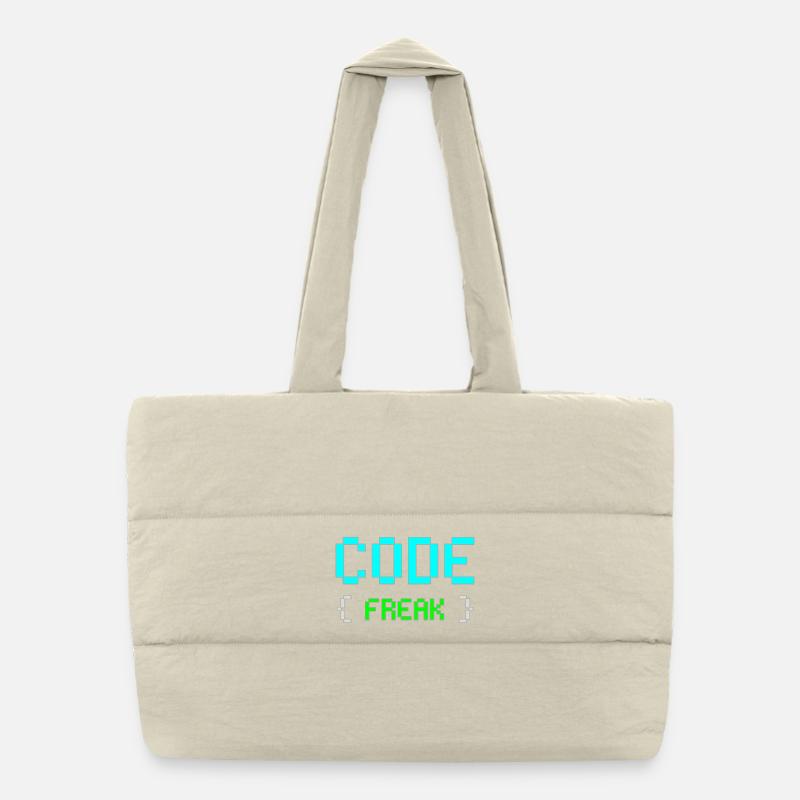 Pixel Code Freak Neon Tee - Puffer Shopping Bag - natural