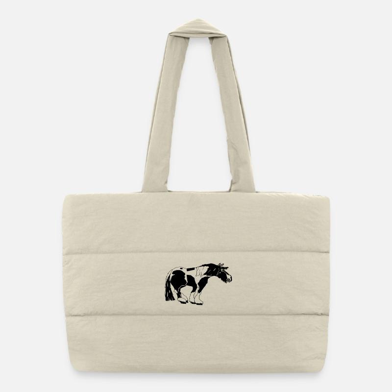 witziger Tinker , Tinker Schecke, Tinker reiten Puffer-Einkaufstasche