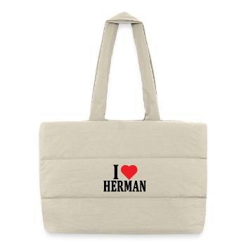 T-Shirt Name Ich liebe Herman T-Shirt Geschenkidee - Puffer-Einkaufstasche - Naturweiß - Vorne