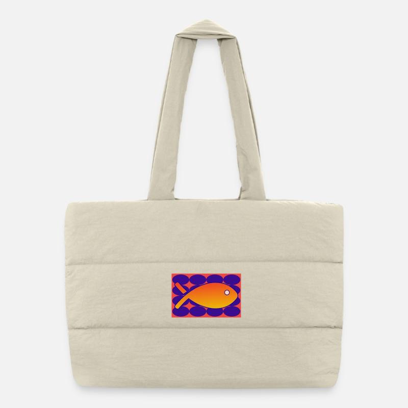 POISSON - Sac shopping matelassé - blanc naturel