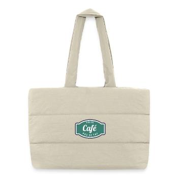 Pas de café pas de taf – T-shirt drôle bureau vint - Sac shopping matelassé - blanc naturel - Devant