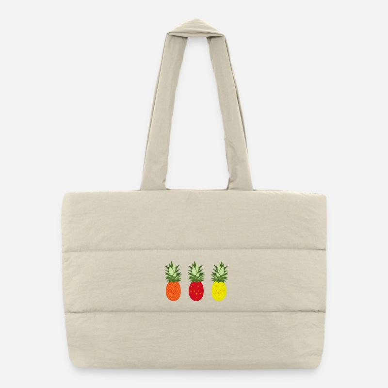 Bunte Ananas Muster für Sommer und Freizeit - Puffer-Einkaufstasche - Naturweiß