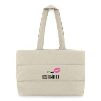 Kiss Me – Conception de lèvres romantiques xoxo - Sac shopping matelassé - blanc naturel - Devant