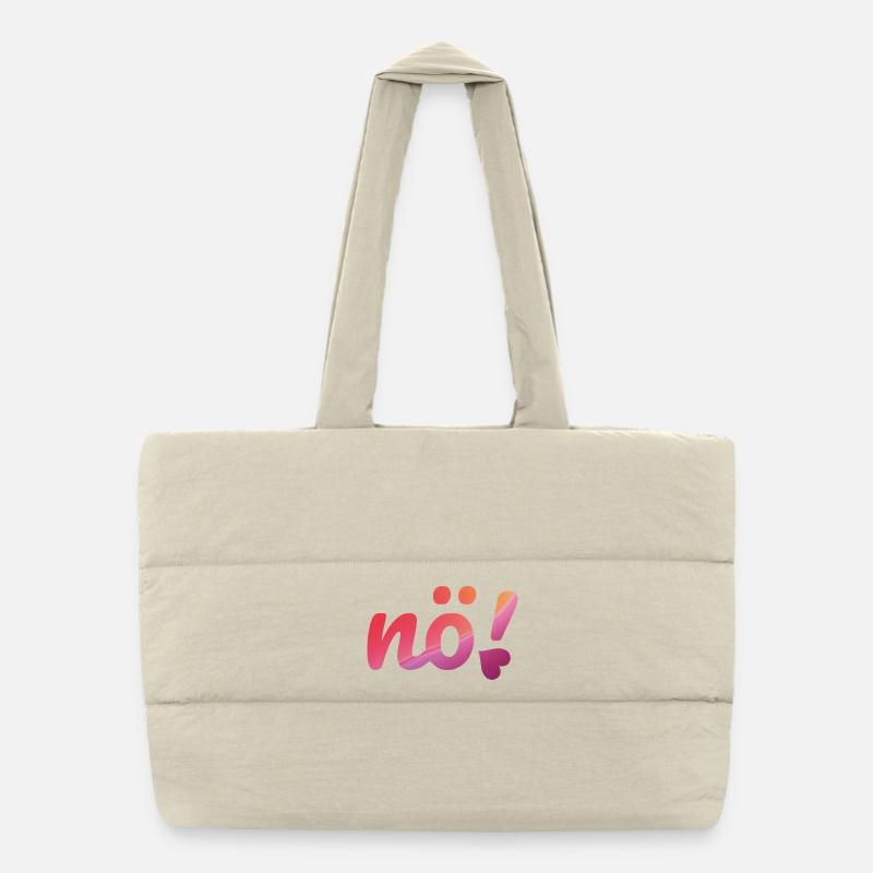Non, dégradé néon rose & violet avec le slogan Non. Sac shopping matelassé