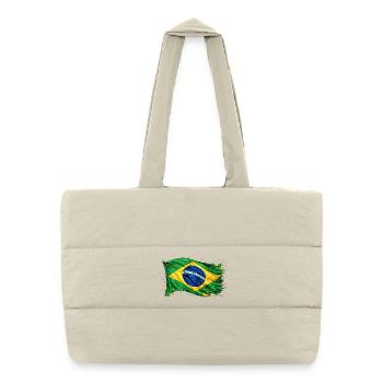 Brazilian Flag Brazil - Puffer Shopping Bag - natural - Front