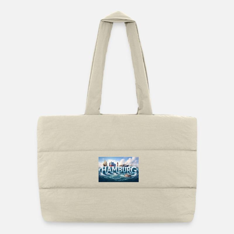 Hamburg Waves at the harbour Puffer Shopping Bag