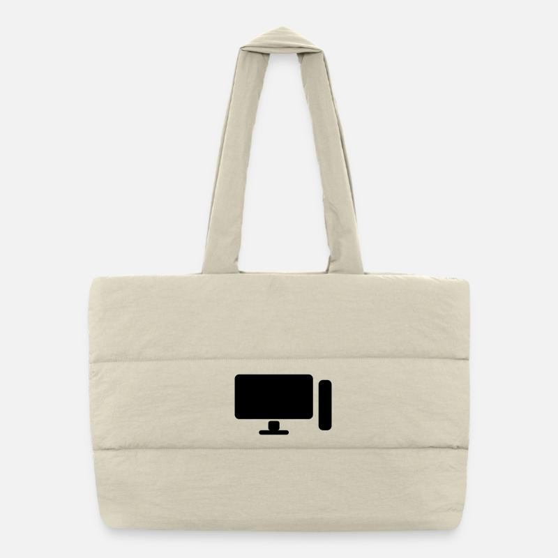 Icône minimaliste de configuration PC – Gamer Design Sac shopping matelassé
