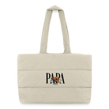 Papa – Vintage Blumen Design Geschenkidee - Puffer-Einkaufstasche - Naturweiß - Vorne