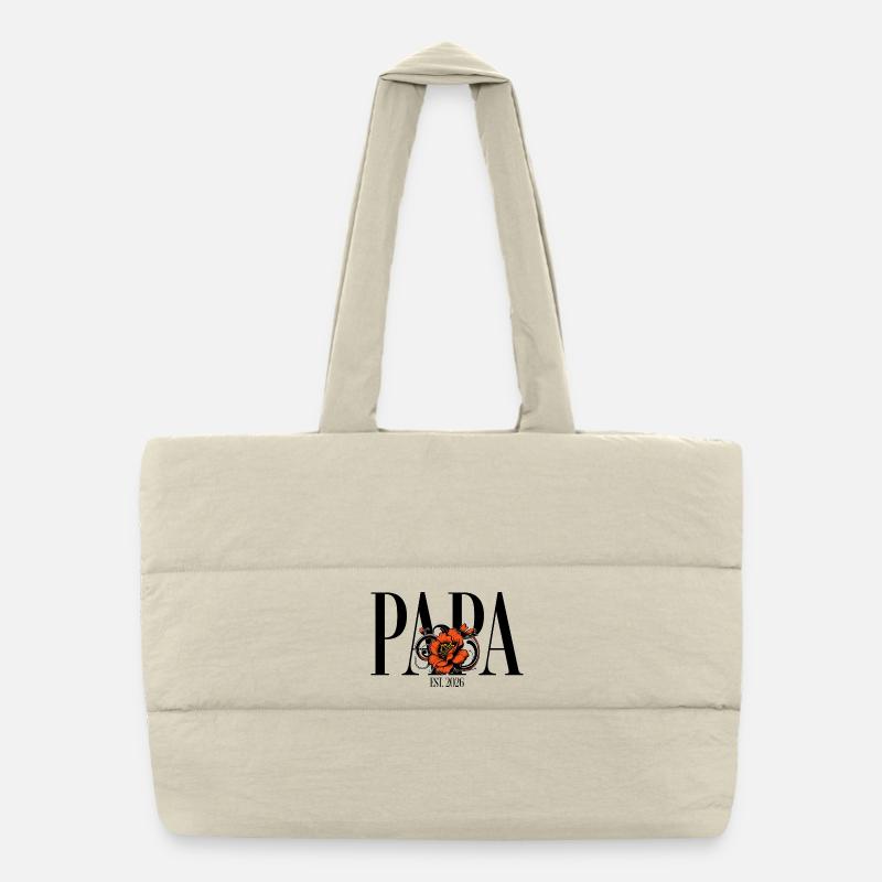 Papa – Vintage Blumen Design mit Ornament - Puffer-Einkaufstasche - Naturweiß