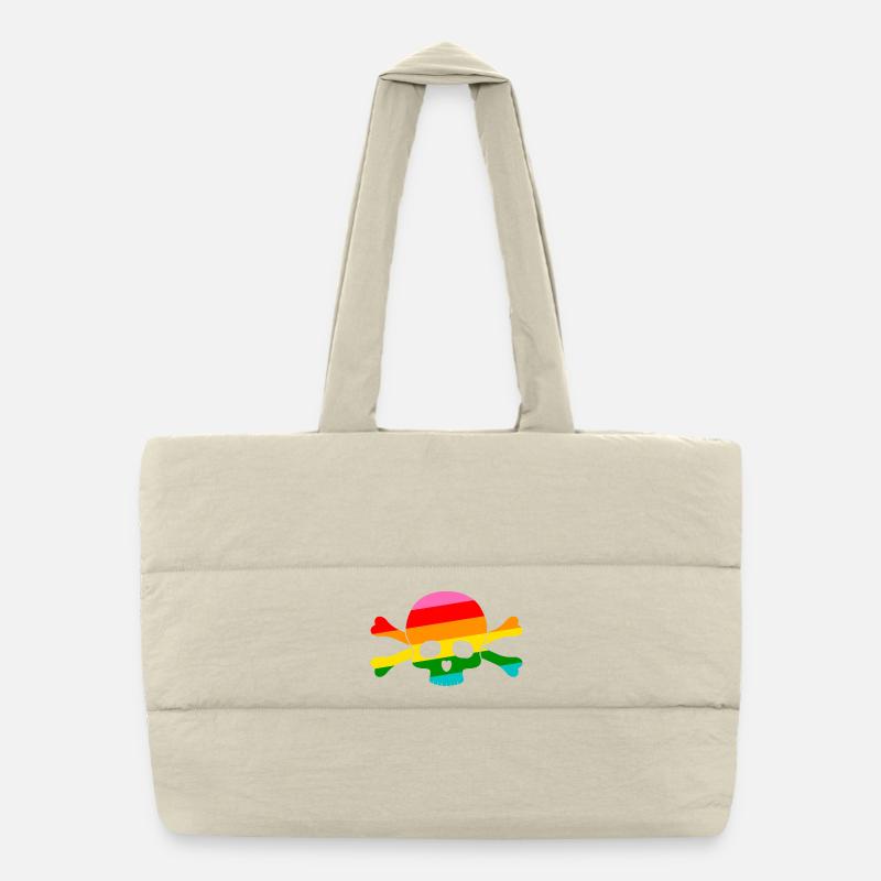 Rainbow Skull Puffer Shopping Bag