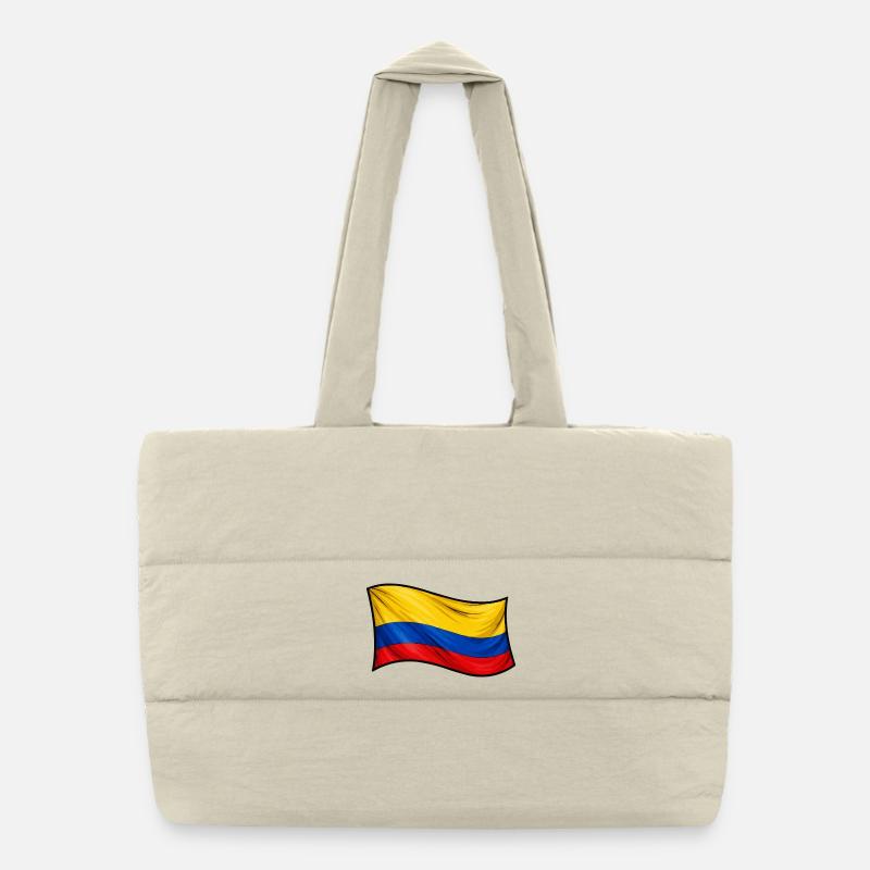 Drapeau colombien au vent Sac shopping matelassé