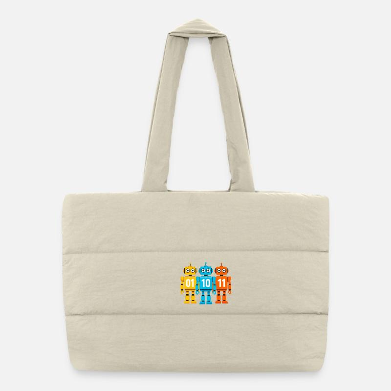 Robot 01 10 11 – Binary Sci-Fi Design Puffer Shopping Bag