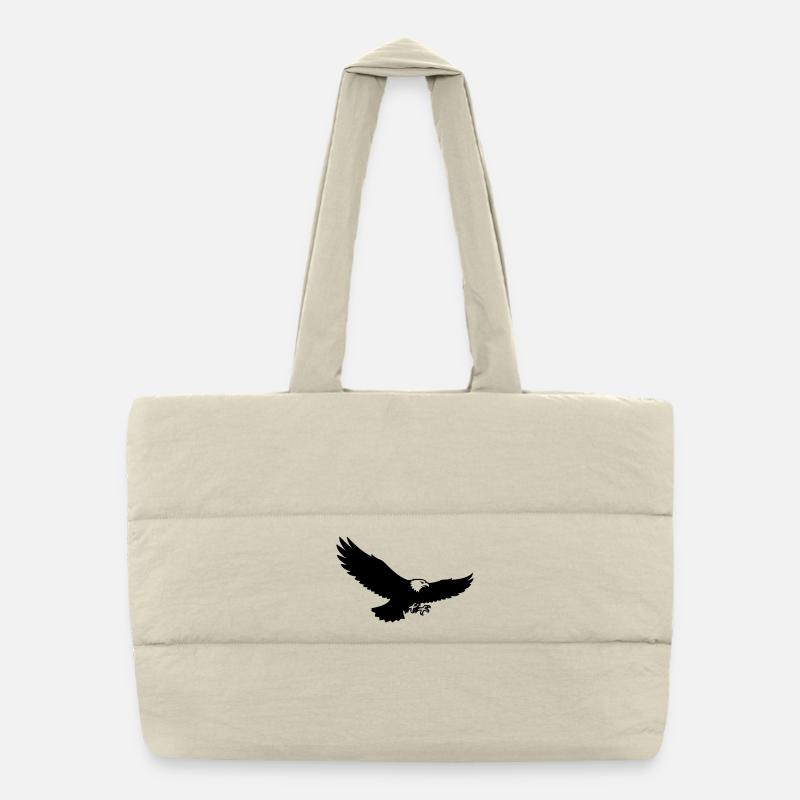Logo de l’oiseau de proie en silhouette d’aigle Sac shopping matelassé