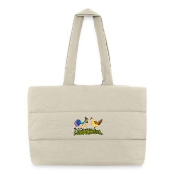 Coq et poule - Sac shopping matelassé - blanc naturel - Devant