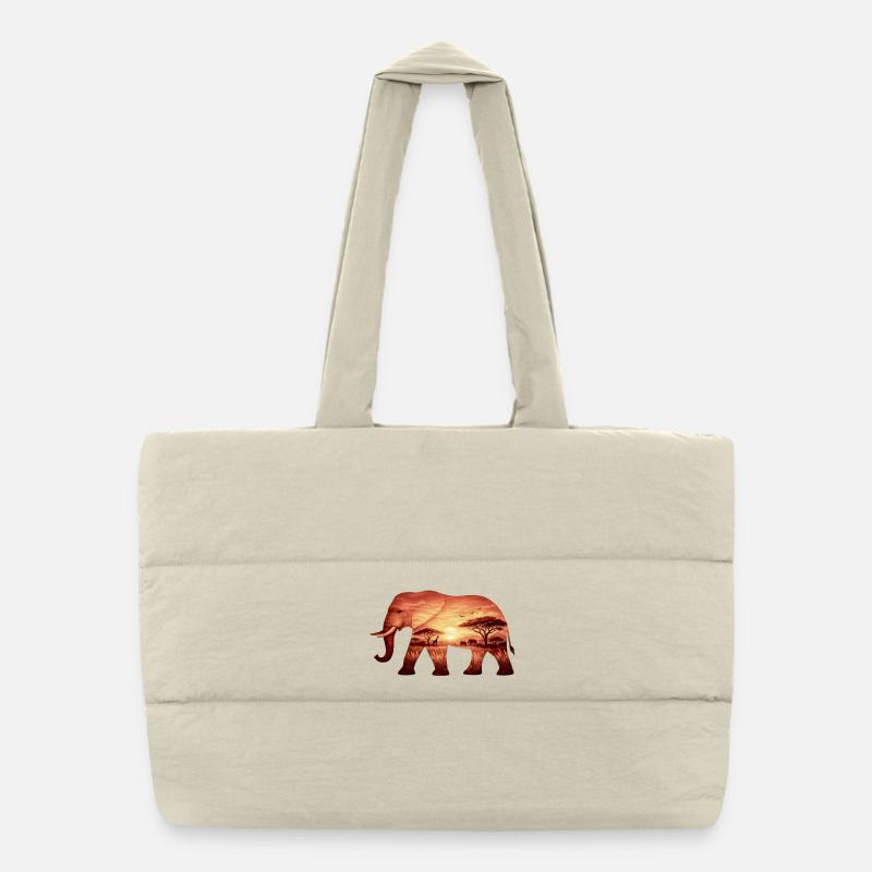 Éléphant sur la savane Sac shopping matelassé