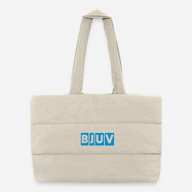 Lettres géométriques bleues Sac shopping matelassé