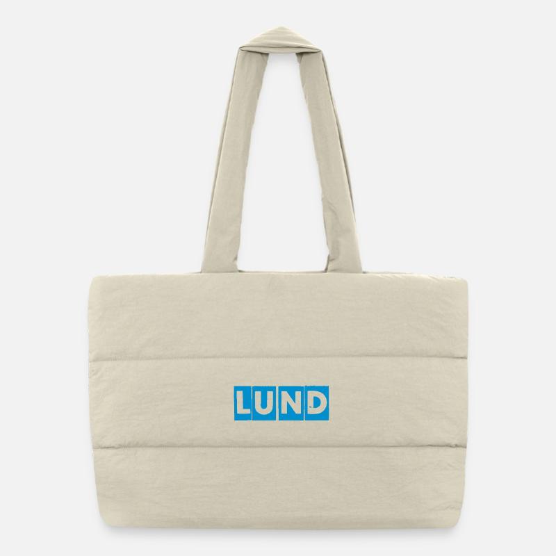 Lund – Conception de texte bleu Sac shopping matelassé