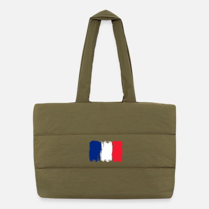 Drapeau Bleu Blanc Rouge Brush Sac shopping matelassé
