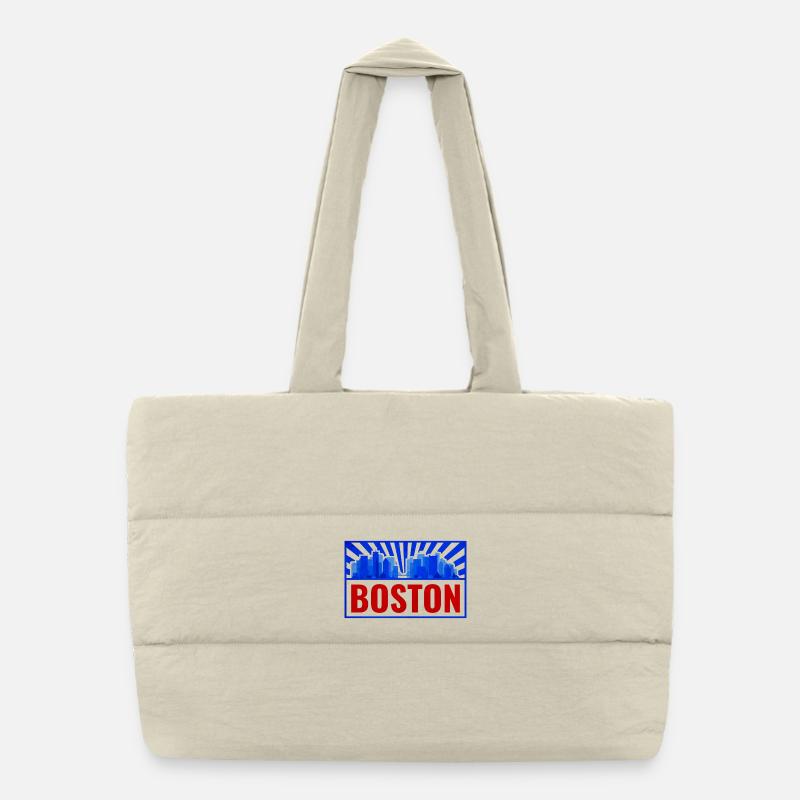 Boston Skyline Rétro Rouge Bleu Sac shopping matelassé