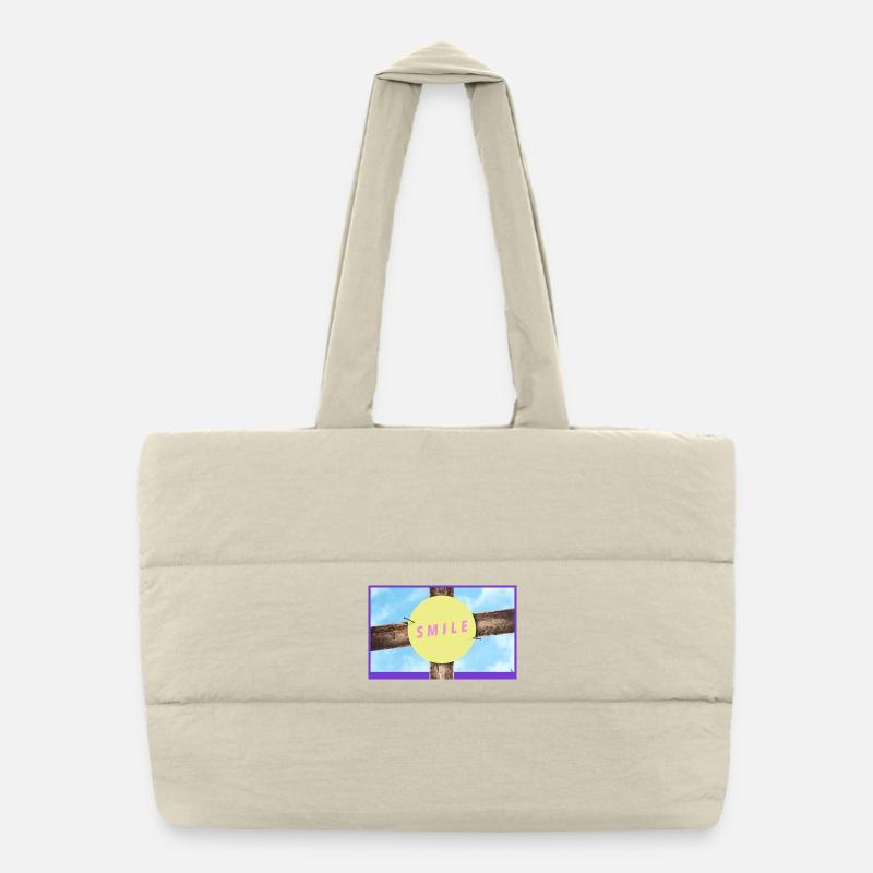 Holzkreuz Smile Kreis Puffer-Einkaufstasche
