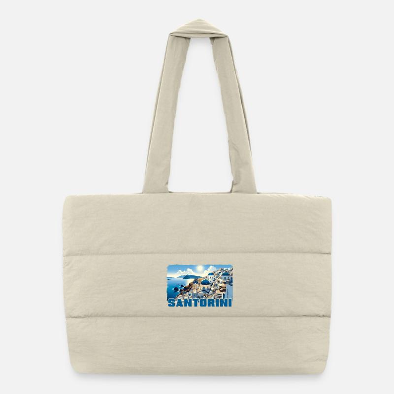 Santorin, Grèce, océan, volcan Akrotiri Sac shopping matelassé