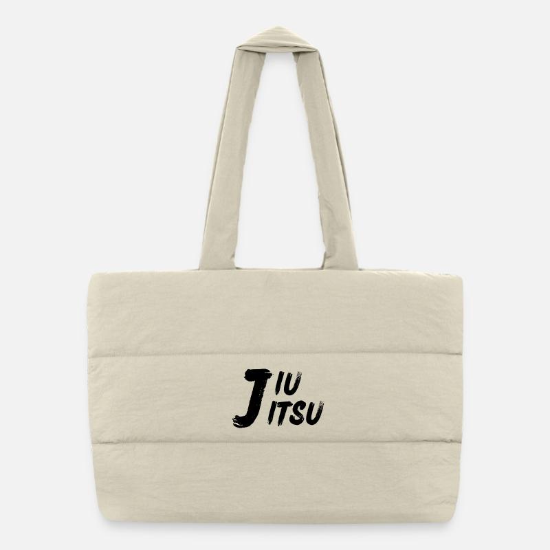 Jiu Jitsu – Design minimaliste noir Sac shopping matelassé