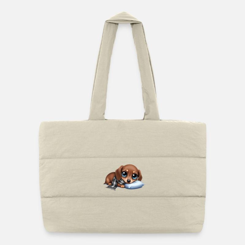 Chien câlin avec écharpe et oreiller Sac shopping matelassé