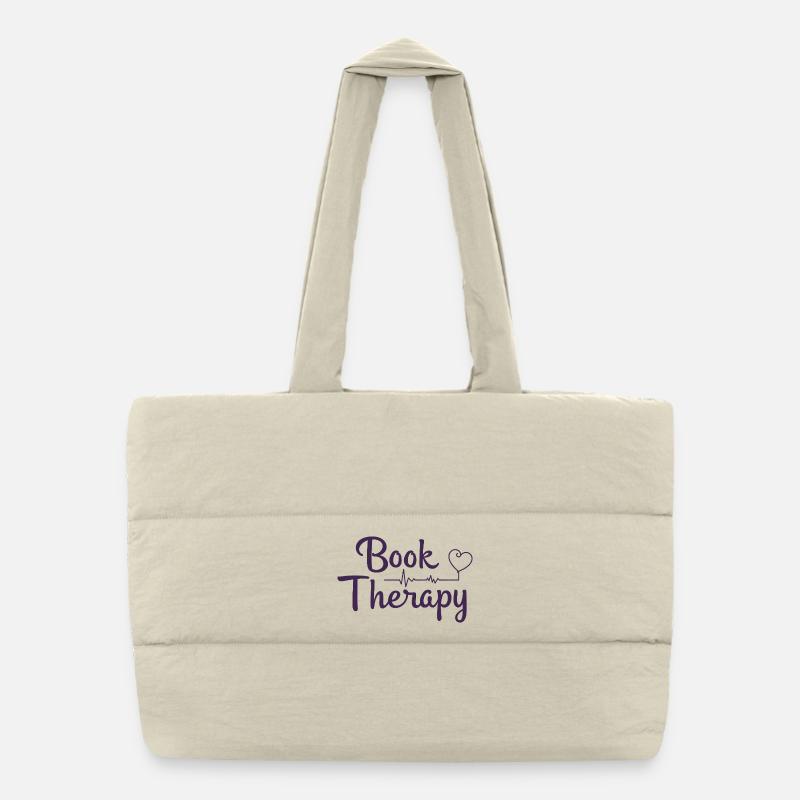 Book Therapy Bücher Lesen Spruch Puffer-Einkaufstasche