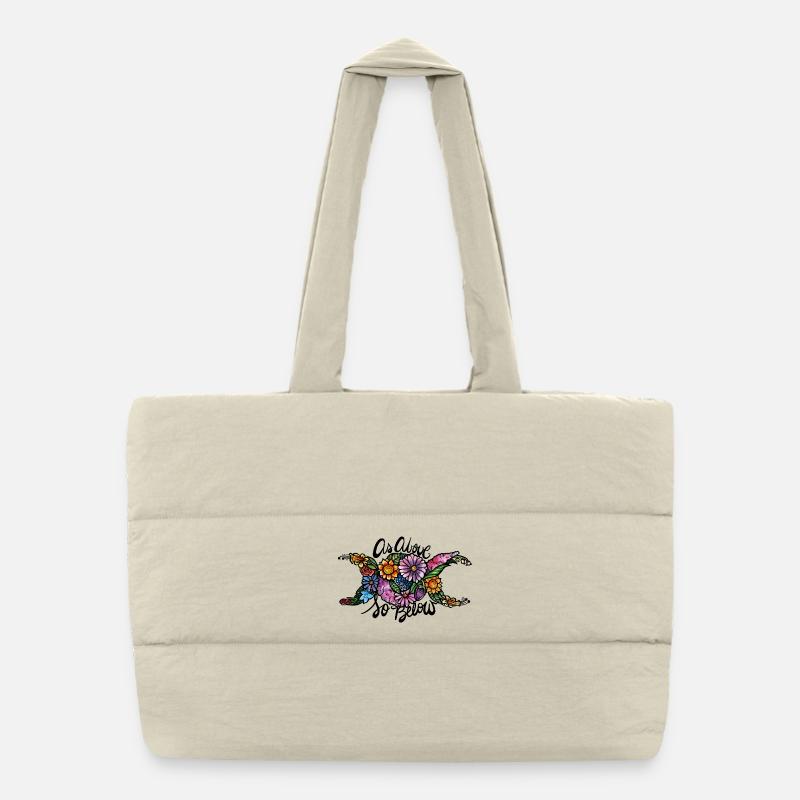 Floral Camel Silhouette Puffer Shopping Bag