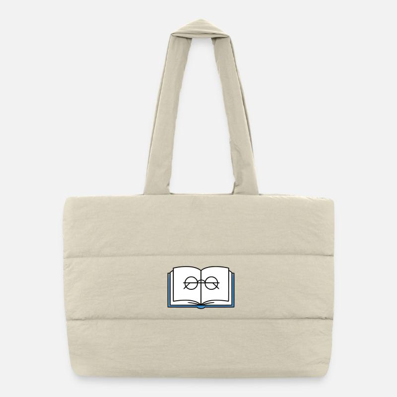 Offenes Buch Brille Schule Puffer-Einkaufstasche