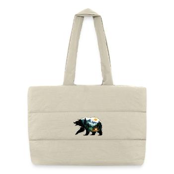 Ursine Adventure: Mountain Camping - Puffer Shopping Bag - natural - Front