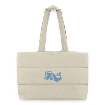 Excavator Wheel Loader Construction Equipment Operator Silhouette - Puffer Shopping Bag - natural - Front