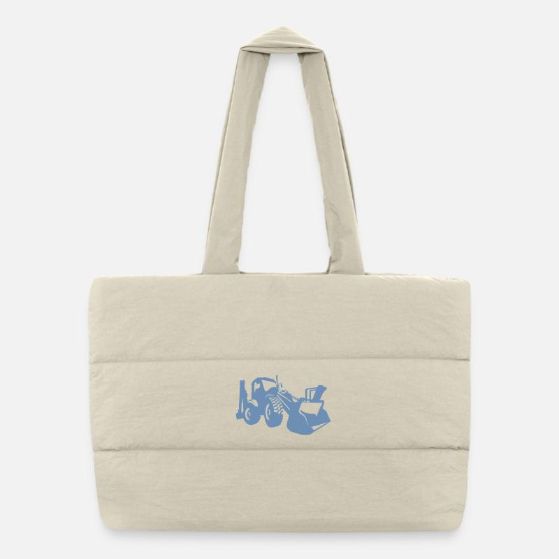 Excavator Wheel Loader Construction Equipment Operator Silhouette Puffer Shopping Bag