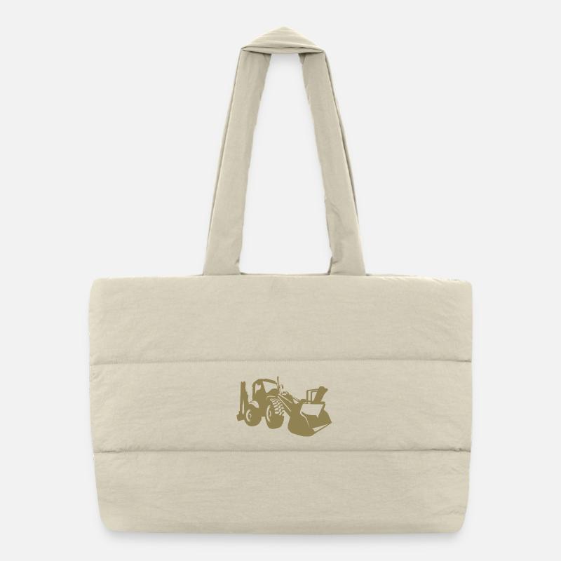 Chargeuse sur pneus d’excavatrice Opérateur d’équipement de construction Silhouette Sac shopping matelassé