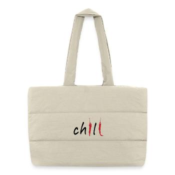 Piment piment Typographie minimaliste épicée Design alimentaire - Sac shopping matelassé - blanc naturel - Devant