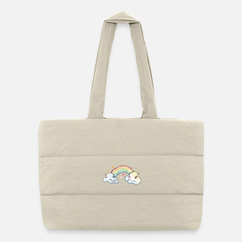 Glücksbringer süße Wolken mit Regenbogen Puffer-Einkaufstasche