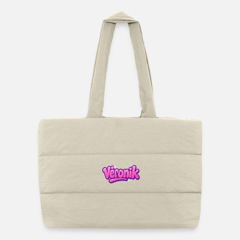 Veronik Graffiti Name Bubble Pink Purple Puffer Shopping Bag