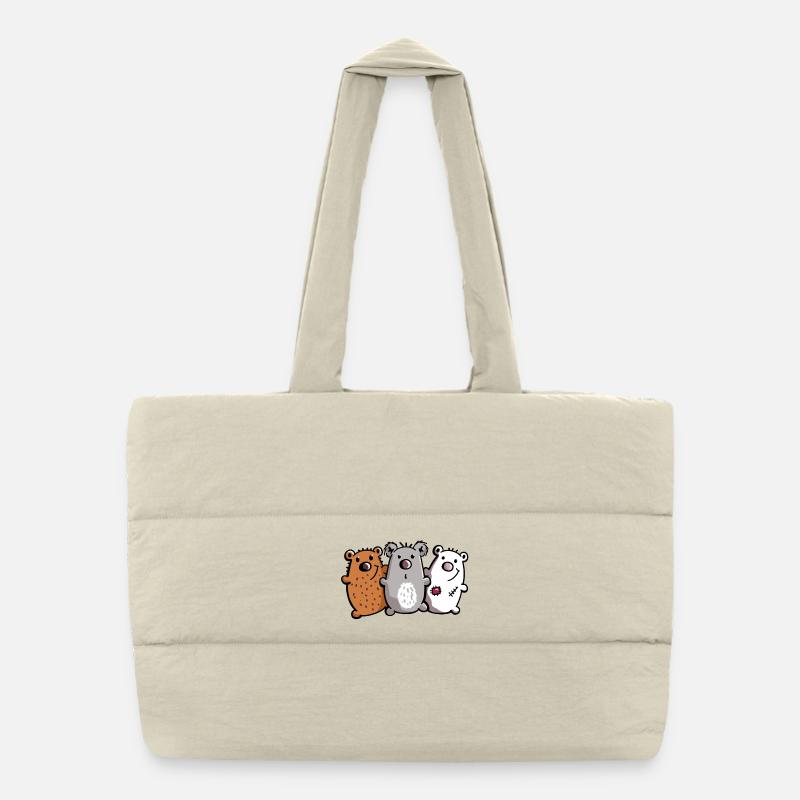 Bear Trio - Bear - Koala - Polar Bear - Brown Bear Puffer Shopping Bag