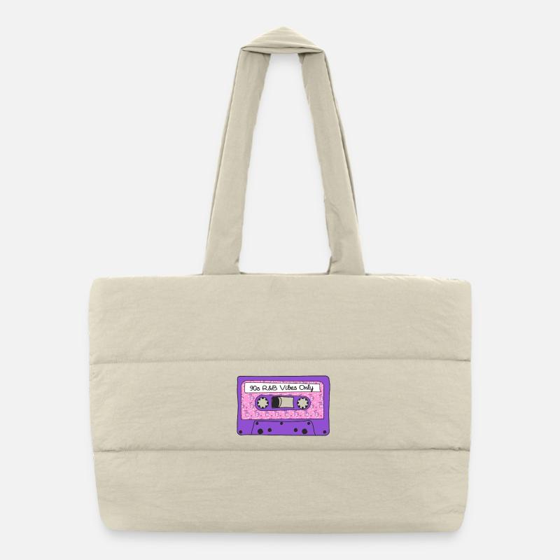 90s R&B Vibes Only Tape Cassette Memphis Graphic Puffer Shopping Bag