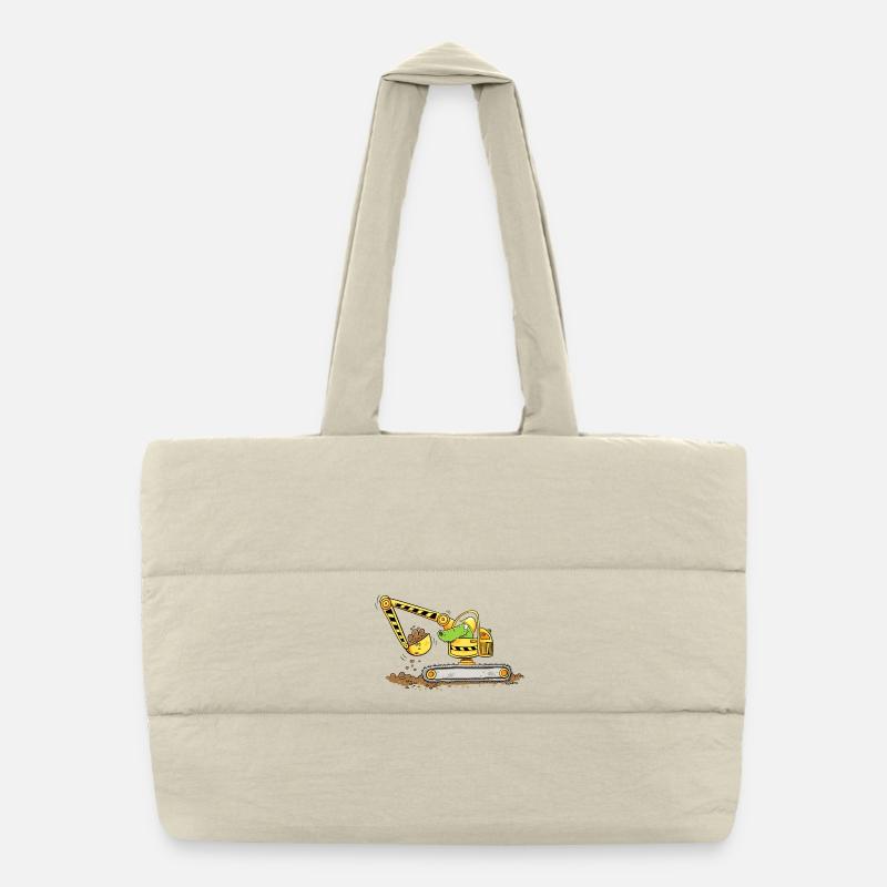 Pelle avec crocodile Chantier de construction Conducteur d’excavatrice garçons Sac shopping matelassé